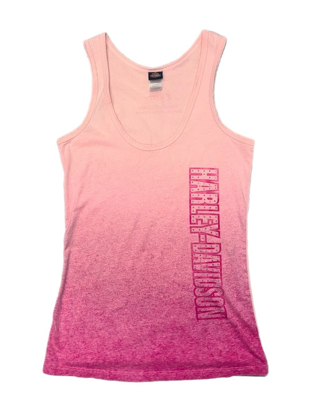 Y2k Harley-Davidson South Dakota Pink Ombre Rhinestone Tank Top